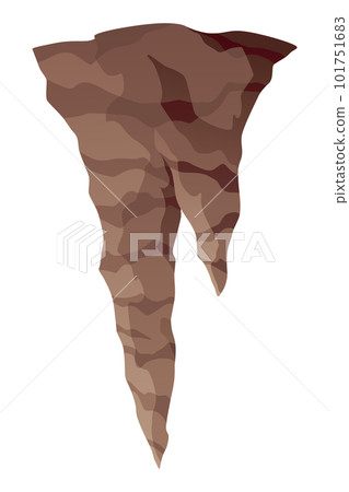 Stalactite. Icicle shaped hanging mineral formations in cave. Nature brown limestone, material stone icon. Natural growth geology formations 101751683