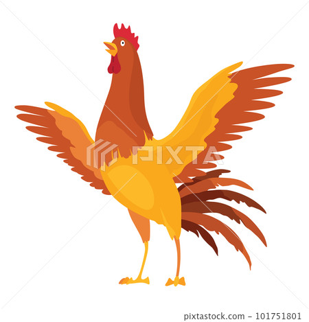 Farm cock icon. Adorable cock animal at dawn. Colorful rooster, poultry farming, vector Illustration on white background Farm cock icon. Adorable cock animal at dawn. Colorful rooster, poultry farming, vector Illustration on white background 101751801