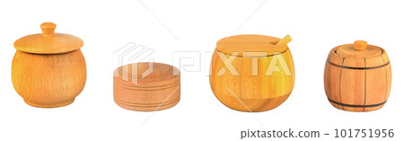 Wooden boxes for spices isolated on white 101751956