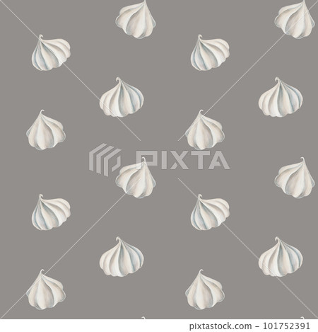Watercolor seamless pattern with meringues. Hand painting sweet on a white isolated background. For designers, menu, shop, polygraphy,bar, bistro, restaurant, for postcards, wrapping paper, covers 101752391
