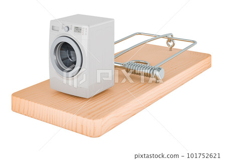 Washing machine inside mousetrap. 3D rendering 101752621