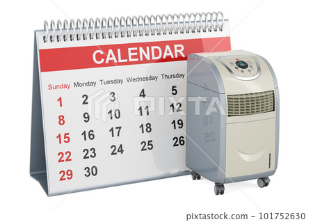 Portable air conditioner with desk calendar, 3D rendering 101752630
