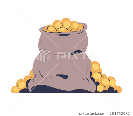 Sack Full of Ripe Potato Vegetable as Seasonal Harvesting and Yield Vector Illustration 101752682