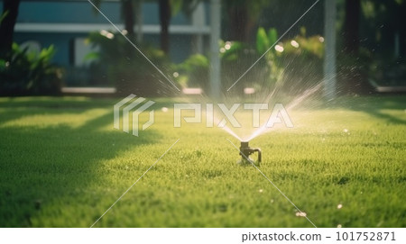 Grass irrigation system Illustration AI Generative 101752871