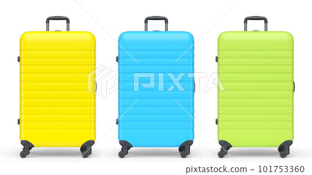 Set of luggage with beach accessories for summer holidays on white background. Set of luggage with beach accessories for summer holidays on white background. 101753360