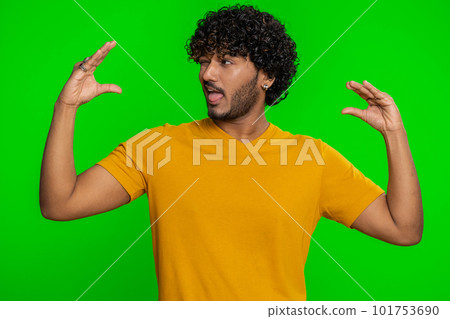 Indian man showing nonsense gesture with hands, gossips, empty promises, blah concept, liars 101753690