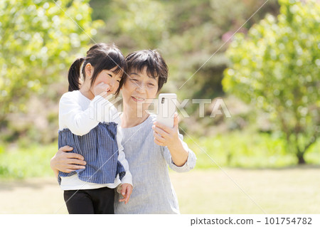 grandson and grandma portrait 101754782