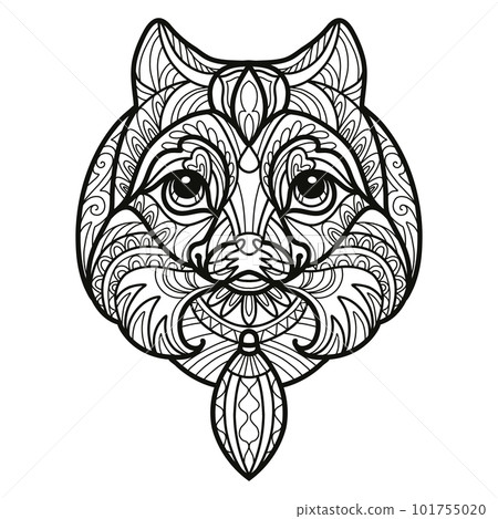 Pomeranian dog head coloring book page vector illustration Pomeranian dog head coloring book page vector illustration 101755020