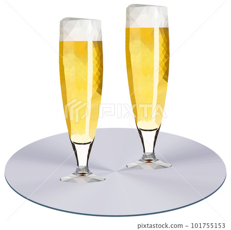 “盤子上的兩杯啤酒”白盤多邊形 101755153