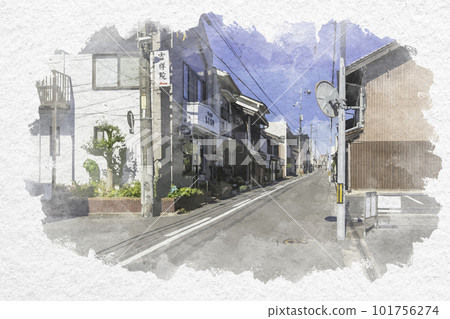 Watercolor style Yonago Shitamachi Street in front of Kisshoin Yonago City, Tottori Prefecture 101756274