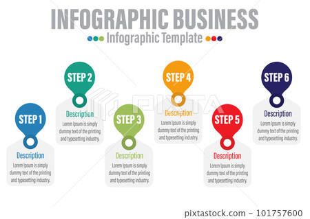 6 Steps, Six 6 optionVector infographic template for business with 6 Steps, Six 6 option and numbers. Simple and modern step infographics. 101757600