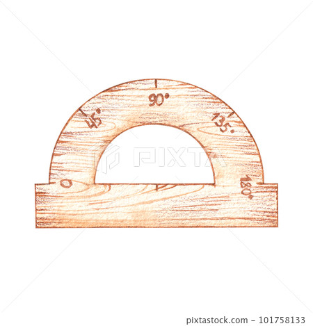Watercolor protractor on a white background 101758133