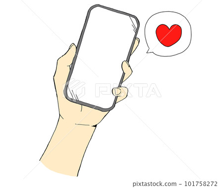 Speech bubble with a heart symbol Illustration of a smartphone Speech bubble with a heart symbol Illustration of a smartphone 101758272