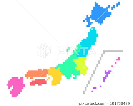 Colorful pixel art of map of Japan 101758489