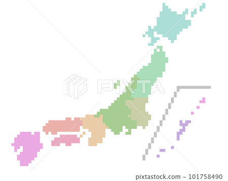 Colorful pixel art of map of Japan 101758490