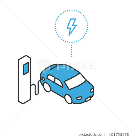 電動汽車在充電站充電的圖像插圖素材 電動汽車在充電站充電的圖像插圖素材 101758978