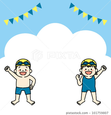 Swimming swimming school children illustration background square 101759807