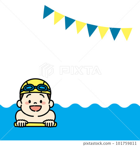 Swimming boy illustration background square Swimming boy illustration background square 101759811