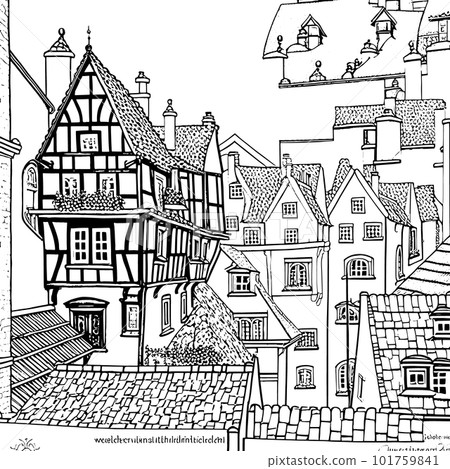 The coloring book features intricate designs inspired by architecture, with elegant patterns and details , PNG, Transparency, 101759841