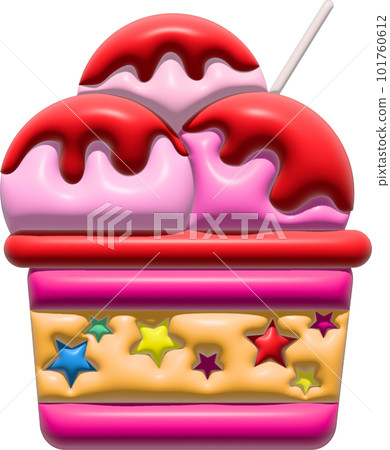 3d illustration. Cup of ice cream. Many colors. 3d illustration. Cup of ice cream. Many colors. 101760612