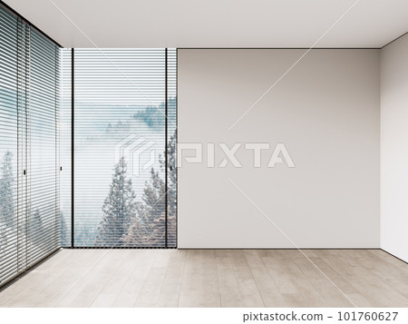 Empty minimalist interior with windows and blinds. 3d render illustration mockup. 101760627