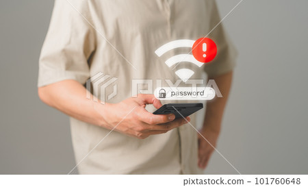 Man using a mobile phone to connect to wifi but wifi not connected, and waiting to loading digital business data form website, concept technology of waiting for connect to wifi by smartphone. Man using a mobile phone to connect to wifi but wifi not connected, and waiting to loading digital business data form website, concept technology of waiting for connect to wifi by smartphone. 101760648