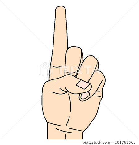 An illustration of a hand pointing up. Hand poses for '1' and 'up' 101761563