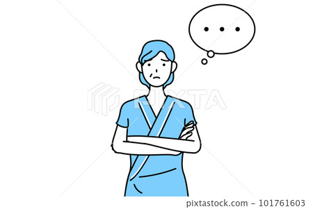 中老年女性住院患者抱臂思考 101761603