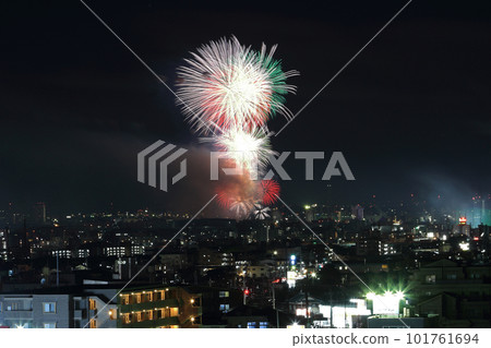 Nagoya cityscape and fireworks Nagoya cityscape and fireworks 101761694