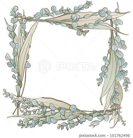Wreath illustration line drawing hand-painted color Wreath illustration line drawing hand-painted color 101762498