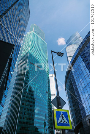Skyscrapers in business district Moscow City. Bottom up view of the towers. Moscow. Russia 101762519
