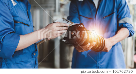Expert auto mechanic repair and service customer service work on car at garage. automobile car concept Expert auto mechanic repair and service customer service work on car at garage. automobile car concept 101762750