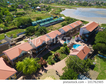 top view of the rooftops of Typical buildings for a hotel or guest house 101762985