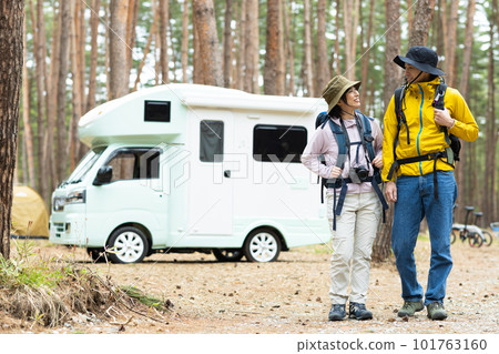 couple traveling by camper couple traveling by camper 101763160