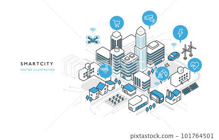 智慧城市概念形象插畫素材 智慧城市概念形象插畫素材 101764501