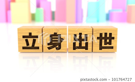 A wooden block with a four-letter idiom printed on it A wooden block with a four-letter idiom printed on it 101764727