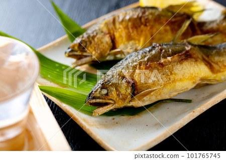 日本清酒和烤魚 日本清酒和烤魚 101765745