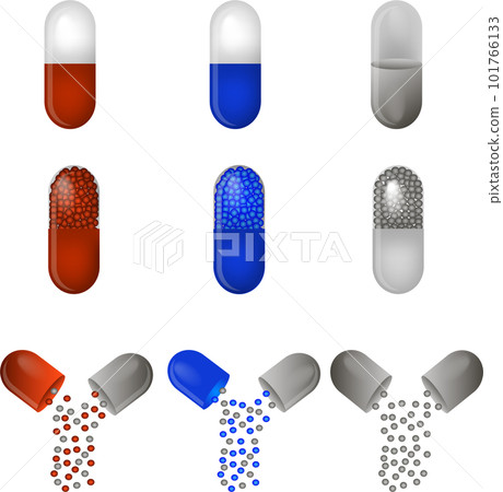 big colored set different types of pills 101766133