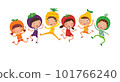 illustration of kids and  vegetables, healthy food for children cartoon vector, nutrition for kids 101766240