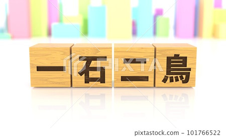 A wooden block printed with the four-letter idiom "killing two birds with one stone" A wooden block printed with the four-letter idiom "killing two birds with one stone" 101766522