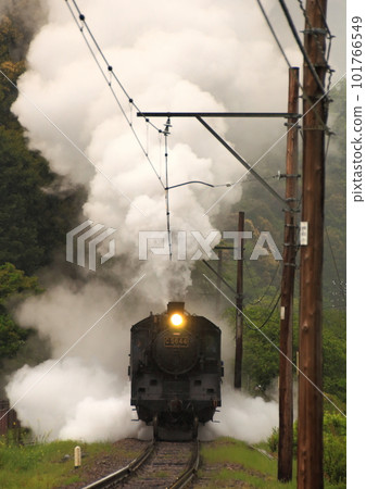 The front of the "C56" steam locomotive that emits smoke and steam on the Oigawa Railway The front of the "C56" steam locomotive that emits smoke and steam on the Oigawa Railway 101766549