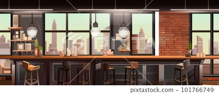 panoramic view of modern loft interior open space home office with furniture for corporate or freelance work panoramic view of modern loft interior open space home office with furniture for corporate or freelance work 101766749
