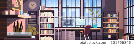 creative empty no people apartment modern loft interior of open space home office with furniture for corporate or freelance work 101766846