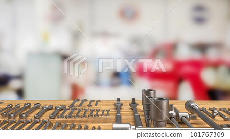 Tool equipment for garage concept 3d rendering Tool equipment for garage concept 3d rendering 101767309