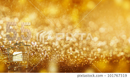 The gold number 5.5 on shopping cart for special offer concept 3d rendering 101767319