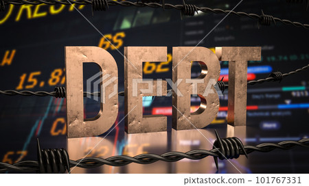 The debt and barbed wire on business Background 3d rendering 101767331