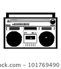 Retro portable stereo radio cassette recorder Vector illustration 101769490