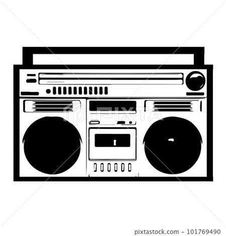 Retro portable stereo radio cassette recorder Vector illustration 101769490