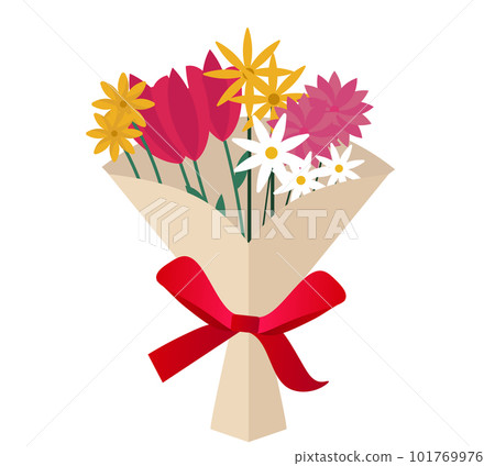 花束禮物。禮物。一束鮮花。矢量圖 101769976