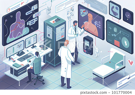 concept of medical doctors working with technology services to solve viruses and health problems 101770004